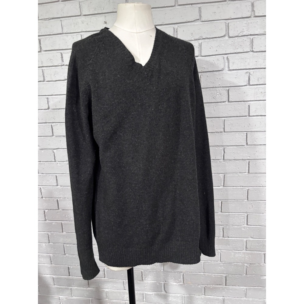J.Crew Premium Lambswool V-Neck Sweater Charcoal Gray LT Womens Raglan Sleeve